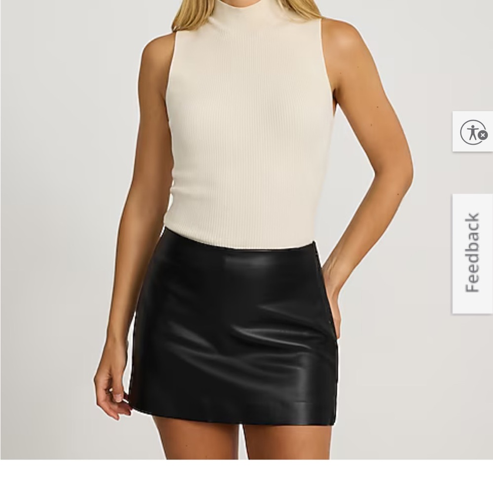 High Waisted Faux Leather Mini Skort